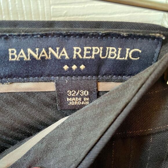 NAVY BLUE PINSTRIPE PANTS BY BANANA REPUBLIC SIZE 32/30 EUC - Picture 4 of 6